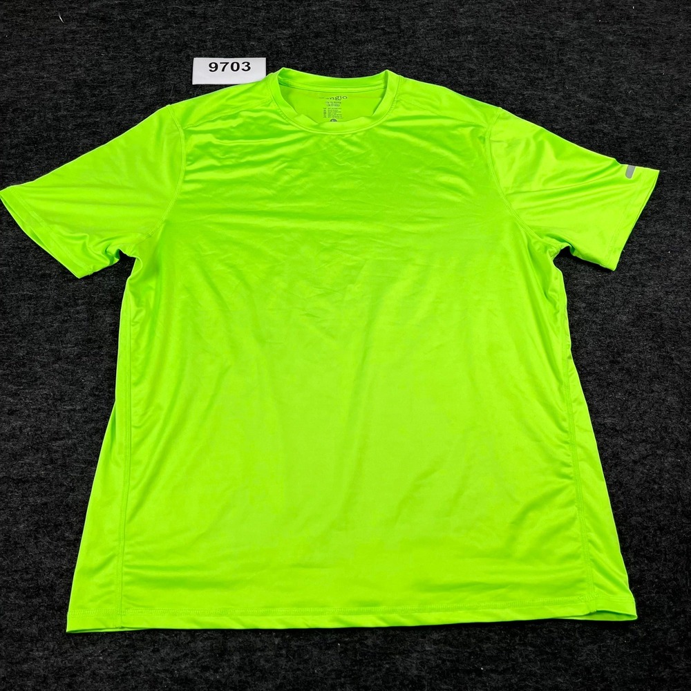Zengjo T-Shirt Mens Large Neon Green Stretch Moisture Wicking Crew Neck Pullover